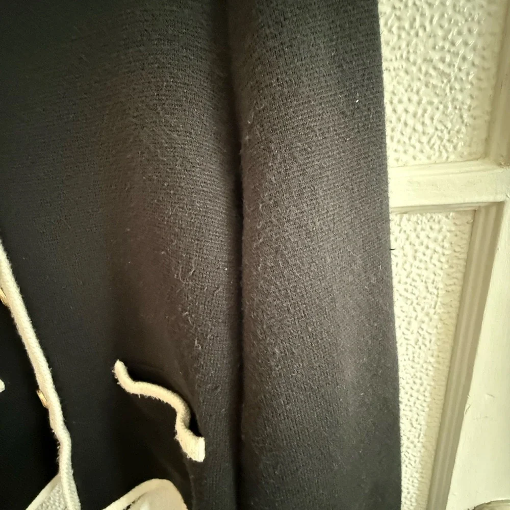 A&F Black Cardigan with White Trim and Gold Buttons - Picture 2 of 3
